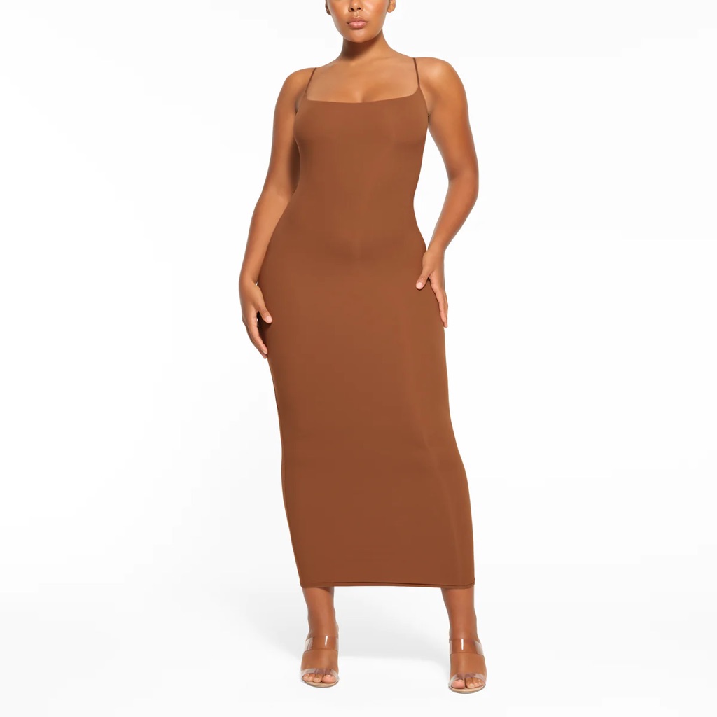 Skims Fits Everybody Long Slip Dress | Bronze